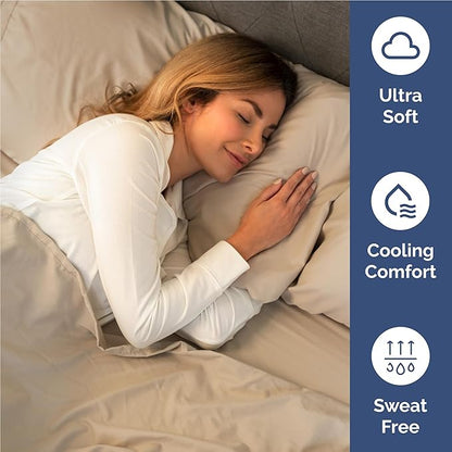 Twin XL 4 Piece Sheet Set - Cooling, Comfy & Breathable - Hotel Luxury Bedding, Includes Fitted Sheet for Women, Men, Kids and Teens - 1 Flat, 1 Fitted Sheet, 2 Pillowcases with Deep Pockets - Cream