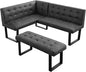 Modern L-Shaped Dining Bench, Vintage Fabric Upholstered Corner Sofa with Metal Legs for Kitchen Nook, Living Room, Dining Room (Right Seat)