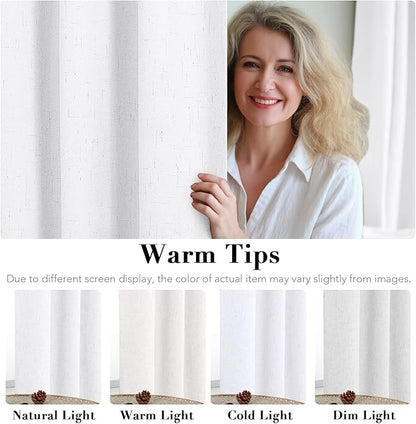 H.VERSAILTEX Linen Blackout Curtains Durable Thick Textured Linen Look 100% Blackout Patio Door Curtain Anti Rust Grommet Extra Wide Sliding Door Curtain Panel, W100 x L84 inch - Pure White