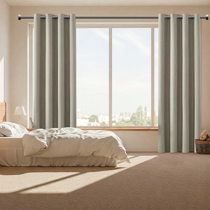 ChrisDowa 100% Blackout Sand Solid Curtains 45 Inches Long 2 Panels for Bedroom Living Room,Farmhouse Room Darkening Thermal Insulated Soundproof Grommet Top Window Treatment Drapes,52x45