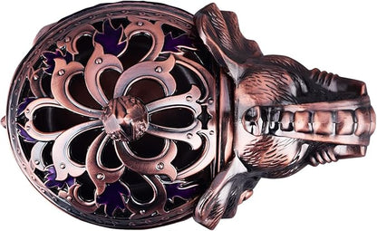 K COOL Metal Backflow Incense Holder Elephant Cone Incense Burner Candle Holder with Lid, Aromatherapy Ornament Home Office Decoration for Indoor Outdoor (Purple)