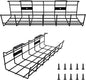 Under Desk Cable Management- 2 Pack Cord Organizer. Metal Wire Cable Management Tray for Office, Studio and Home. Super Sturdy Under Table Cable Management - Black Cable Organizer