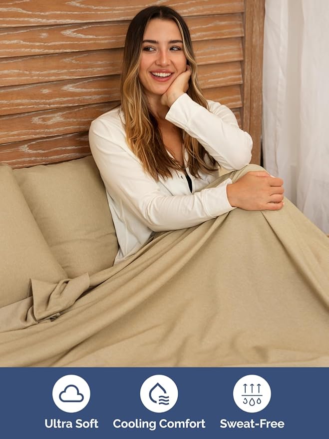 Extra Deep Full Sheet Set - 6 Piece Breathable and Cooling Sheets - Hotel Luxury Bed Sheets Set - Easy Fit - Soft, Wrinkle Free and Comfy Sheets Set - Heathered Tan Sheet Set with Extra Deep Pockets