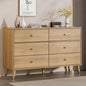 6 Drawer Dresser,47" Wide Mid Century Modern Chest of Drawers,Wooden Bedroom Drawer Dresser with 6 Storage Drawers for Bedroom,Living Room,with Anti-Tipping Device,Wood
