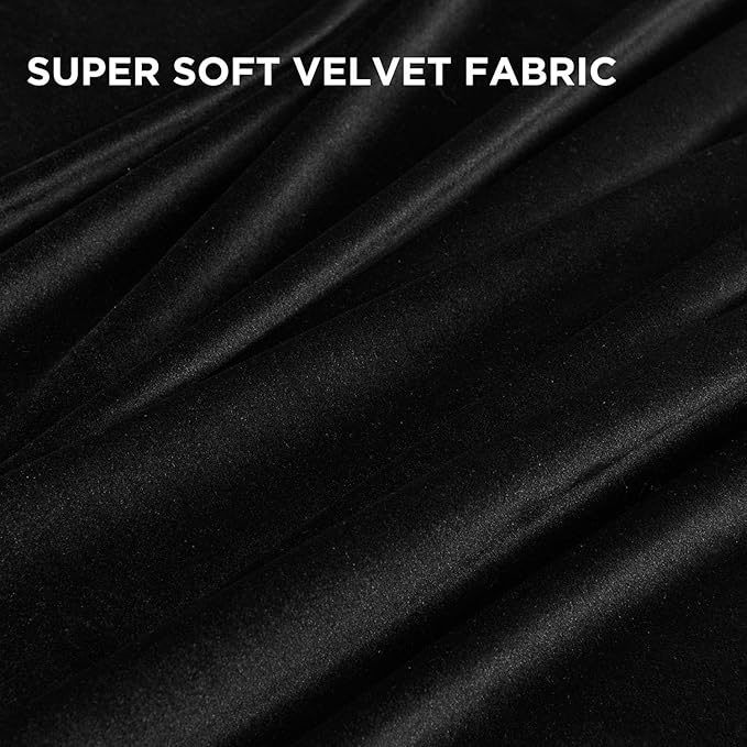Joydeco Black Velvet Curtains 108 Inches Long, Luxury Grommet Blackout Curtain 2 Panels, Thermal Insulated Privacy Room Darkening Window Drapes for Bedroom Living Room Home Theatre (52Wx108L)