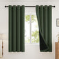 100% Blackout Curtains Thick Soft Curtain 2 Panels Green for Bedroom, Linen-Look Textured Full Light Blocking Room Darkening Thermal Insulated Drapes for Windows (W52xL45, Olive)