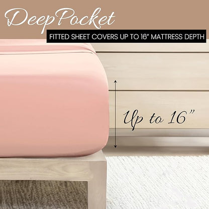 Linen Market Bed Sheets for California King Size Bed (Blush) - Sleep Better Than Ever with These Soft and Cooling California King Sheets - Deep Pocket Fits 16" Thick Beds - 4 Piece Cal King Sheet Set