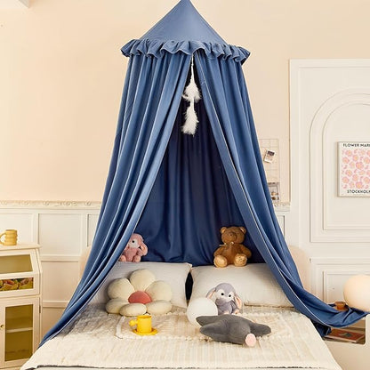 dix-rainbow Princess Decor Canopy for Kids Bed, Soft and Durable Bed Canopy for Girls Room Tent Canopy Dreamy Mosquito Net Bedding, Children Reading Nook Canopies Indoor (Blue)