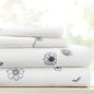 Linen Market Double-Brushed Patterned Microfiber Queen Sheet Set 4 Piece – Oeko-TEX Certified Ultra Soft & Wrinkle-Free - 16" Deep Pocket Sheets - Easy Care Queen Size - Indigo Flowers Navy
