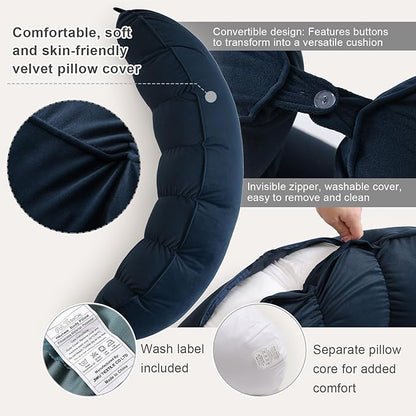 Peallow(Pat. Pend) – Long Round Body Pillow for Adults, Bolster Pillow for Sleeping, Soft and Supportive Pillow for Sleeping & Lumbar Support (Teal Blue,39")