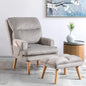 INZOY Accent Chairs with Ottoman, Velvet Fabric Armchair with Ottoman for Bedroom Living Room, Mid Century Modern Chair with Adjustable Backrest and Side Pockets, Grey