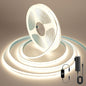 COB LED Strip, 16.4ft White LED Strip Light, Dimmable LED Light Strip 4000K Bright Neutral White, CRI92+, 8mm Width, 24V Flexible LED Tape Light for TV, Bedroom, Kitchen Cabinet, Closet, Home.