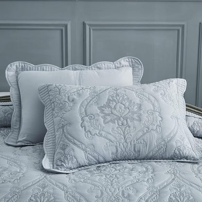 CHIXIN Microfiber Standard Pillow Shams Set of 2 - Quilted Decorative Pillow Covers - Light Grey - Size (20" x 26")