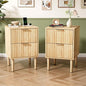 VINGLI Nightstands Set of 2 with Charging Station, Fluted Nightstand 2 Drawer, 15.8" W*15.6" D Mid Century Modern Nightstands for Bedroom, Fluted Bed Side Table, Oak Night Stands Set 2