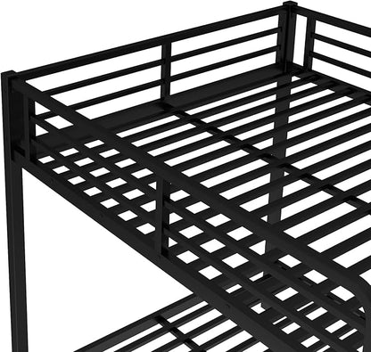 Upgraded Version Thicken Stronger Metal Heavy-Duty Full Over Full Bunk Bed with Twin Size Trundle, Bunk Bed for Adults with Ladders, Easy Assemble (Full/Full)