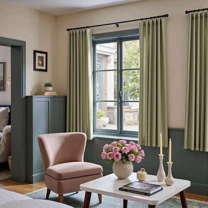 Lazzzy Velvet Blackout Curtains Thermal Insulated Room Window Drapes Super Soft Luxury Curtains for Living Room Bedroom Rod Pocket 2 Panels, Olive Sage, 52" W x 72" L