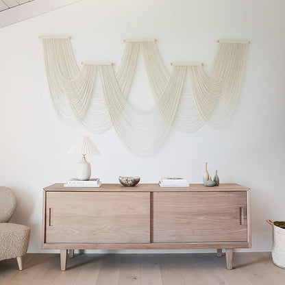 IOWER Macrame Wall Hanging Large Wall Home Decor Modern Fiber Wall Art Geometric Decoration Headboard Living Room Bedroom Backdrop