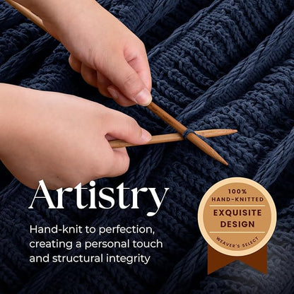 Boho Knitted Chenille Blanket with Tassels - Lightweight & Soft All-Season Throw - 3D Classic Pattern for Living Room Bedroom Couch, Royal Blue, King 90"x108"
