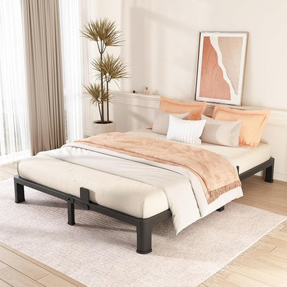FUIOBYVV 6 Inch King Bed Frame with Round Corner Edge Legs 3500 lbs Metal Heavy Duty Steel Slats Support No Box Spring Needed Platform Noise Free Easy Assembly