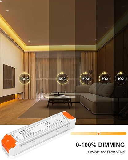 120W 24V Dimmable LED Driver,Triac Dimmable Transformer AC 120V to DC 24V 120 Watt Compatible with Lutron & Leviton Dimmer Switches, Dimmer Led Power Supply 24 Volt for Strip Lights