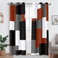 Burnt Orange 100% Blackout Curtains for Bedroom 84 inch Length 2 Panels Set Grey Modern Abstract Geometric Fall Black Out Curtains Insulated Room Darkening Window Drapes for Living Room, 42Wx84L