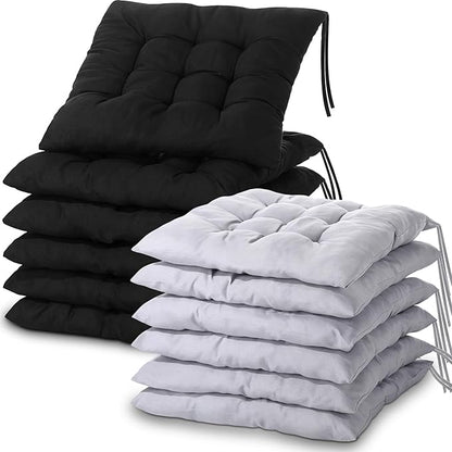 Geetery 12 Pcs Floor Pillows for Classroom Bulk Square Seating Cushions for Floor Chair School Kindergarten Reading Corner, 15.7'' Large Thick Meditation Cushions Yoga Nursery Daycare (Black Grey)