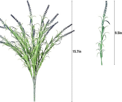 UV-Resistant Artificial Lavender Flowers – Certified Fade-Proof Outdoor Decor – Realistic Purple Fake Plants for Patio, Garden, and Landscaping (UV Resistant Dark Purple Lavender)