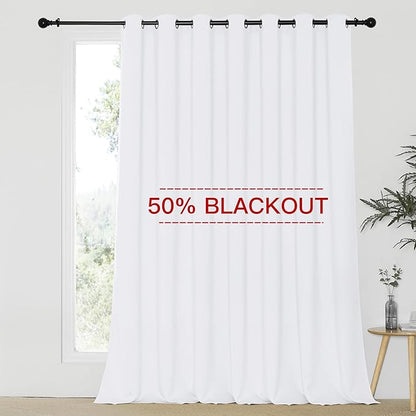 NICETOWN Sliding Door Curtain Extra Wide and Long, Thermal Insulated Large Curtain for Windows Energy Saving Patio Door Panel for Villa/Hall, White, 100 inch Wide x 120 inch Long, 1 Panel