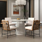 Modern Dining Chairs Set of 4, Comfy Linen Fabric Armless Side Chairs with Backrest Wooden Upholstered Seat Black Metal Legs for Dining Room Living Room, White