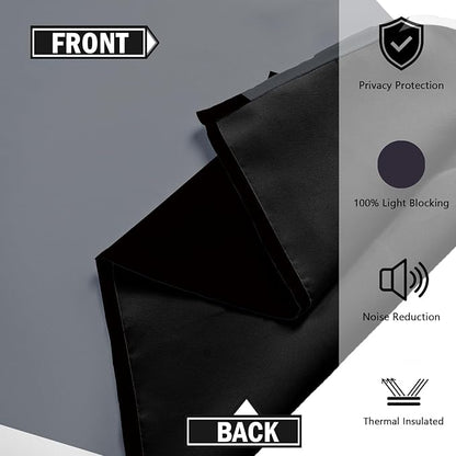Black Grey 100% Blackout Curtains for Bedroom 96 inch Long 2 Panels Set White Grey Modern Abstract Geometric Black Out Curtains Insulated Room Darkening Window Drapes for Living Room, 52Wx96L