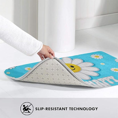 Cute be Happy Daisy Front Welcome Doormat, Anti Slip Floor Mat Dirty Resistant Floor Mat