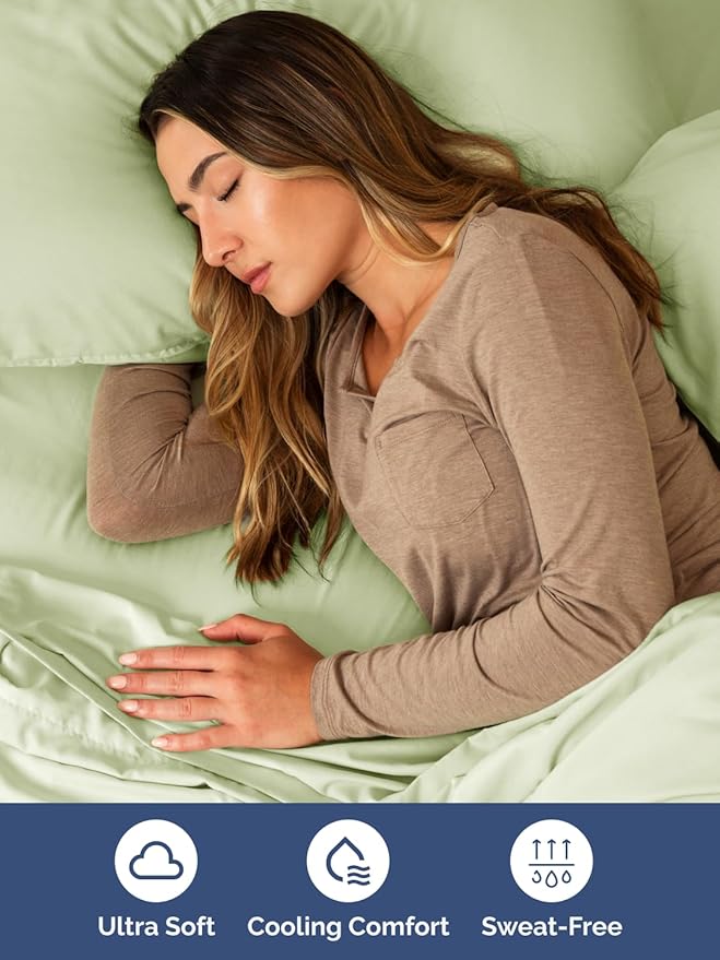 Extra Deep Full Sheet Set - 6 Piece Breathable & Cooling Sheets - Hotel Luxury Bed Sheets Set - Easy & Secure Fit - Soft, Wrinkle Free & Comfy Sheets Set - Light Sage Sheet Set with Extra Deep Pockets