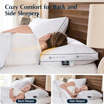 Pacific Coast Firm Bed Pillow, Luxury Hotel Collection Goose Feather and Down Pillow for Sleeping, Standard Size with Gusset Design, Oeko-TEX Certified, Supportive for Side and Back Sleepers