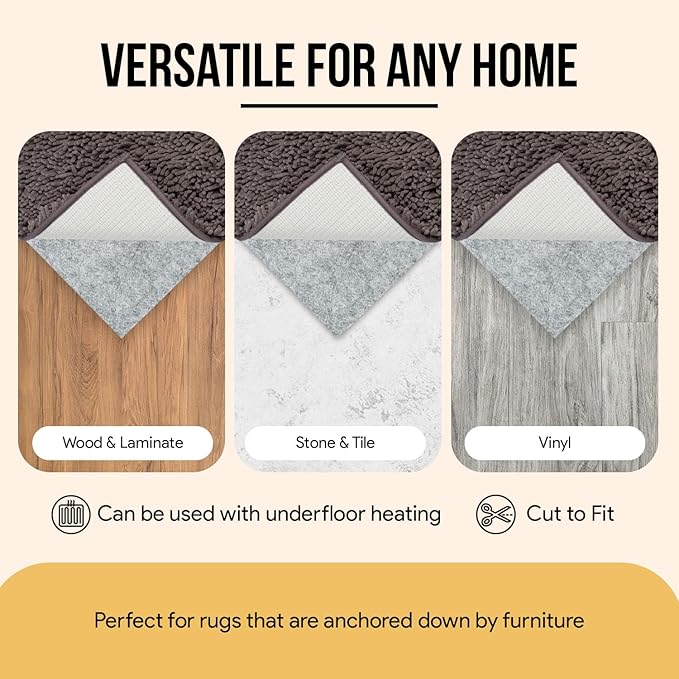 Premium Felt Rug Pad 5x7 Feet, Thick for Hardwood Floors, Laminate, Vinyl, Stone, Carpet & Tile, UnderPadding