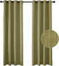 Jacquard Linen Curtains 96 inch Length 2 Panels Thick Faux Linen Blended Window Drapes Burlap Textured Curtains with Grommet for Living Room Bedroom Farmhouse (52x96 Olive Green) Natural
