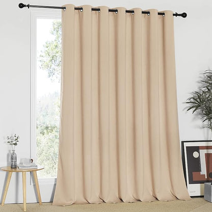 NICETOWN Sliding Door Room Divider Curtain, Blackout Patio Door Curtain Panels, Privacy Thermal Window Treatment Drape for Department with (Biscotti Beige, W100 x L95)