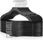 TOPIA HANGER Wooden Coat Hangers 24 Pack, Premium Wood Suit Sweater No Shoulder Bump Hangers, 360° Swivel Hook and Cut Notches Clothes Hangers for Sweater, Hoodie, Shirts, Jackets, Dress, Black CT85B