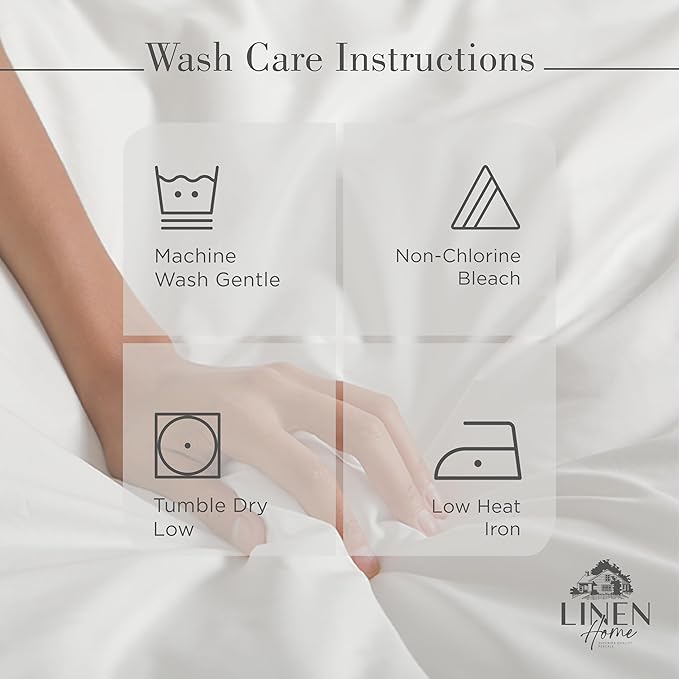 Linen Home 100% Cotton Percale Sheet Set Pack of 2, King Size, White, Deep Pocket, 8 Pieces Set - 2 Flat, 2 Deep Pocket Fitted Sheet and 4 Pillowcases, Crisp Cool and Strong Bed Linen