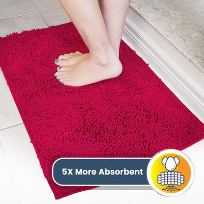 Muddy Mat® | Super Absorbent Door Mat Indoor, Microfiber Quick Dry Chenille Entryway Rug, Non-Slip Front Door Mat, Indoor Mats for Entryway, Machine Washable Pet Rug, Maroon 48"x72"