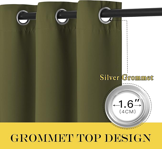 NICETOWN Room Divider Curtain 132 Inches Long, Wide Blackout Sliding Door Curtain for Bedroom, Room Darkening Privacy Window Curtain for Patio Door (1 Panel Set, Olive Green, 80 x 132 Inch)