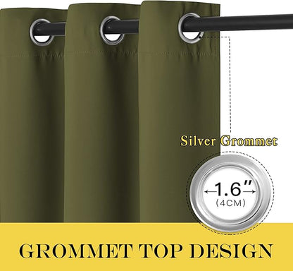 NICETOWN Blackout Curtains for Sliding Glass Door Room Divider Noise Reduce Curtain Panel Portable Window Screen Sliding Partition, W100 x L102 inches, 1 Panel, Olive Green