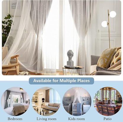 Star Blackout Curtains for Bedroom - Cream & Ivory, 96 Inches Long 2 Panel Set, 52 X 96 Inches