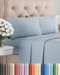 Twin 4 Piece Sheet Set - Cooling & Breathable - Hotel Luxury Bedding, Includes Fitted Sheet for Women, Men, Kids and Teens - 1 Flat, 1 Fitted Sheet, 2 Pillowcases with Deep Pockets - Heathered Blue