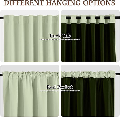 RYB HOME Velvet Chenille Window Curtains 100 inches Long, Thick Blackout Thermal Insulated Vertical Luxury Drapes for Bedroom Nursery Living Room, 52 Width 2 Panels, Sage Green