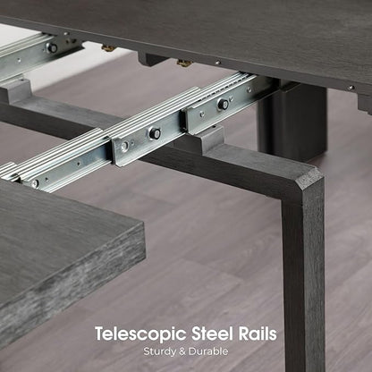 Transformer Table - Solid Wood Extendable Dining Table, Seats 2-12, Extendable Dining Room Table, Space-Saving Furniture, Expandable Dining Furniture (Dark Grey, Table + Coffee Table)