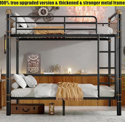 SIGONE Stronger & Safer Heavy Duty Twin XL Over Twin XL Size Bunk Bed for Adults Teens, Thickened More Stable Metal Bunkbed Frame (Greater Weight Capacity)