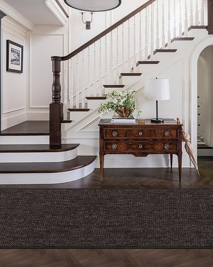 Color&Geometry Door Mat 2'4"x10' Runner Rug with Rubber Backing, Non Slip Washable Hallway Rug, Carpet Runners for Hallway Living Room Bedroom, Brown (Rolled-up NO Creases)
