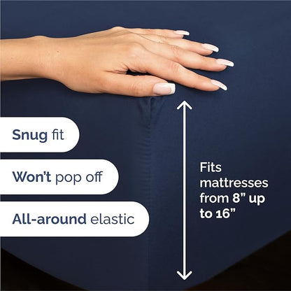 King 6 Piece Sheet Set - Cooling, Comfy & Breathable - Hotel Luxury Bedding, Includes Fitted Sheet for Women, Men, Kids & Teens - 1 Flat, 1 Fitted Sheet, 4 Pillowcases with Deep Pockets - Navy Blue