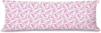 Pink Chinoiserie Cavalier King Charles Spaniel Dog 20x54 Body Pillow Cover with Zipper,Grandmillennial Pink French Country Cavalier Dog Decorative Body Pillow Cases for Bed Couch