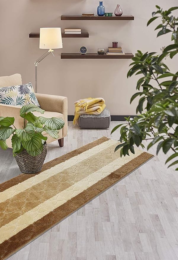 12 Ft Long Beige Kitchen Hallway Runner Rug, Non-Slip Washable 2'2" X 12' Rubber Backed Carpet, Custom Size Floor Mat for Entryway Stairs Bedroom Bathroom Laundry Room